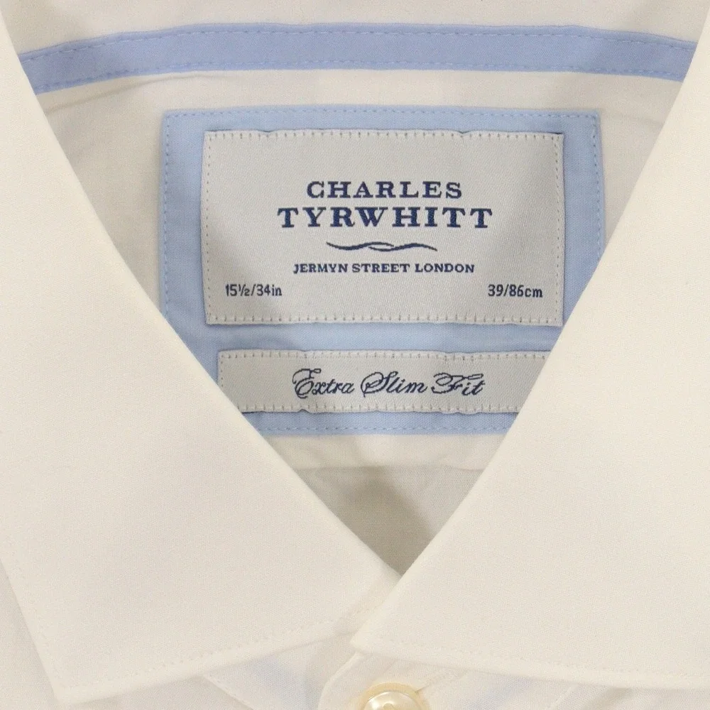 Charles Tyrwhitt Button Up Shirt Extra Slim Fit Cutaway Collar White Men 15.5/34 - Picture 2 of 8